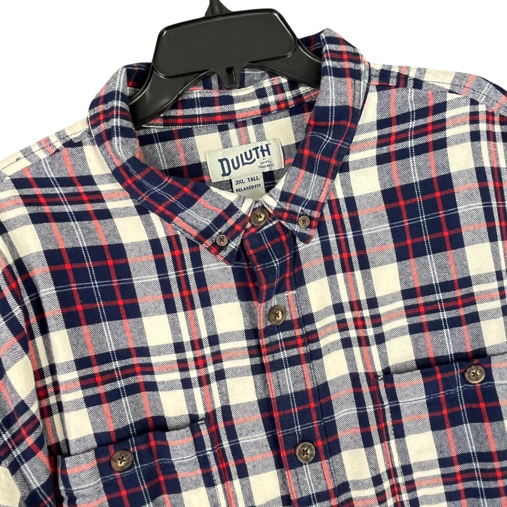 Duluth Trading Plaid Flannel Shirt Men 3XL Tall Relaxed‎ Fit Workwear Outdoors